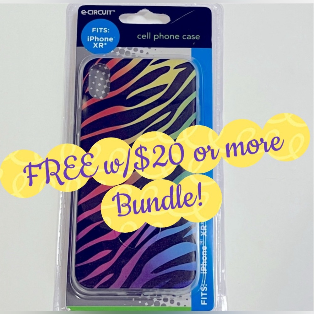 FREE w/$20 or more Bundle. e-CIRCUIT iPhone XR Zebra Rainbow Phone Case
